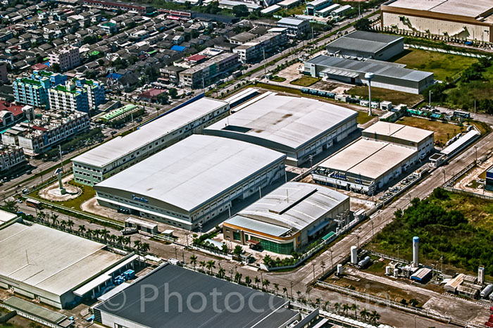 Aerial photo in Industrial estate, Thailand