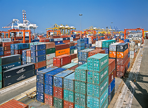 Waiting containers in Thailand Laem Chabang Port