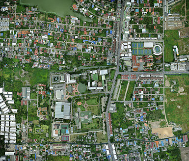 Ariel photo mapping In Bangkok In detail