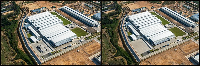 Factory in Amata City Industry estate before and after retouching