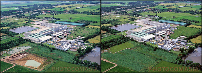 Paper factory image Before and after retouching Paper factory In Thailand image Before and after retouching