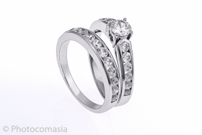 Gold ring with diamonds Gold ring with diamonds On the white background