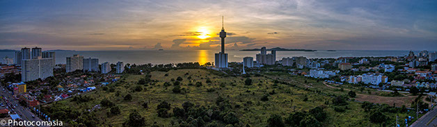 Grande Caribbean Condominium in Pathaya at night 180° Panorama