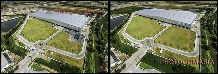 Factory before and after retouching Factory outside of Bangkok before and after retouching